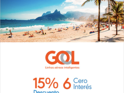 Vacaciones de Verano en BRASIL: 15% de DESCUENTO y 6 Cuotas en GOL con Tarjeta NARANJA