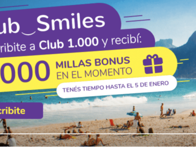 Club Smiles: 3000 Millas Bonus en el acto para Club 1000 (y 50% de Bonus en los demás planes)