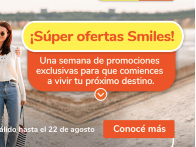 Super Ofertas de SMILES: Hasta las 0 HS, Milla a 0,56 ARS y Valencia por 67 Mil ARS